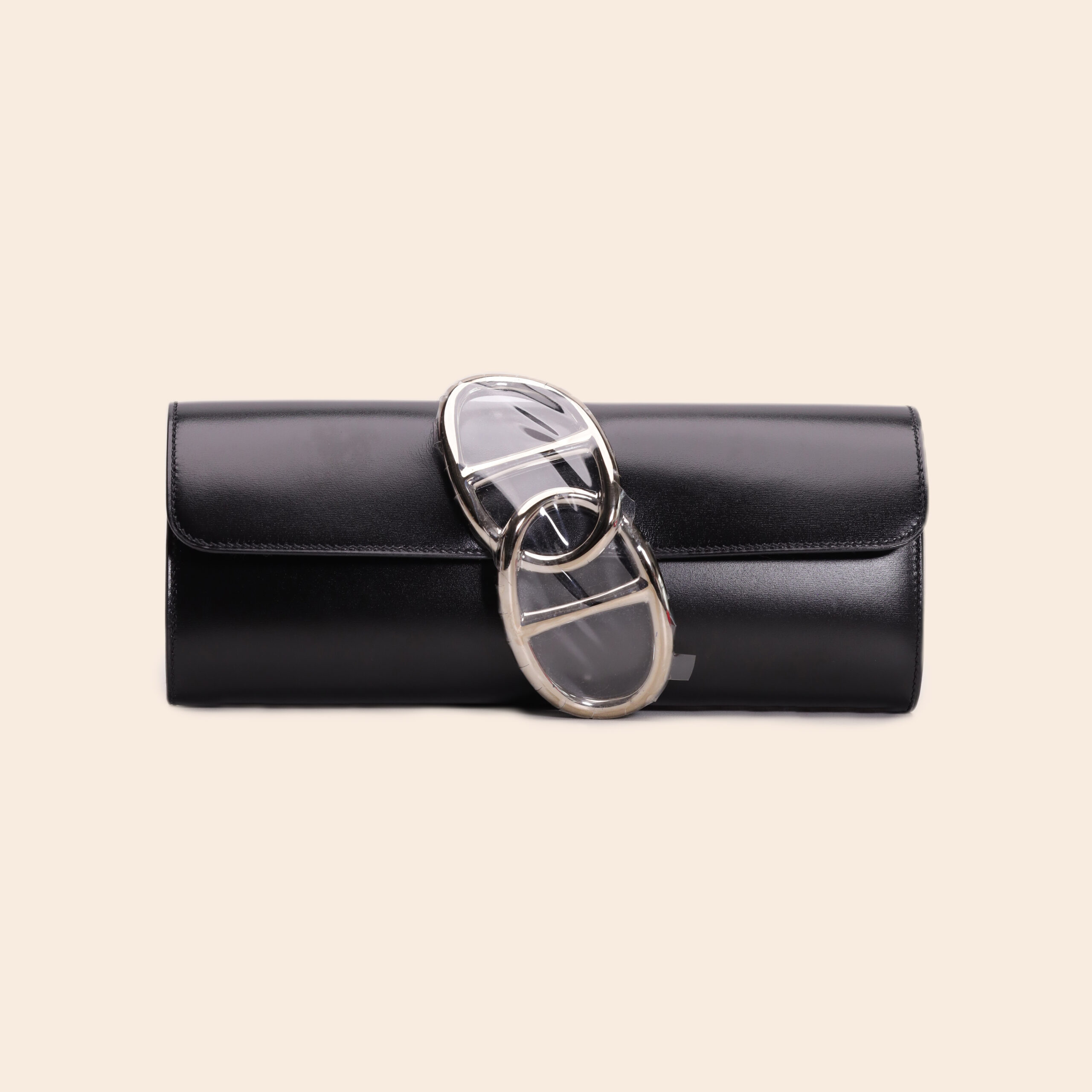 Egee Clutch Black Box Leather PHW Q