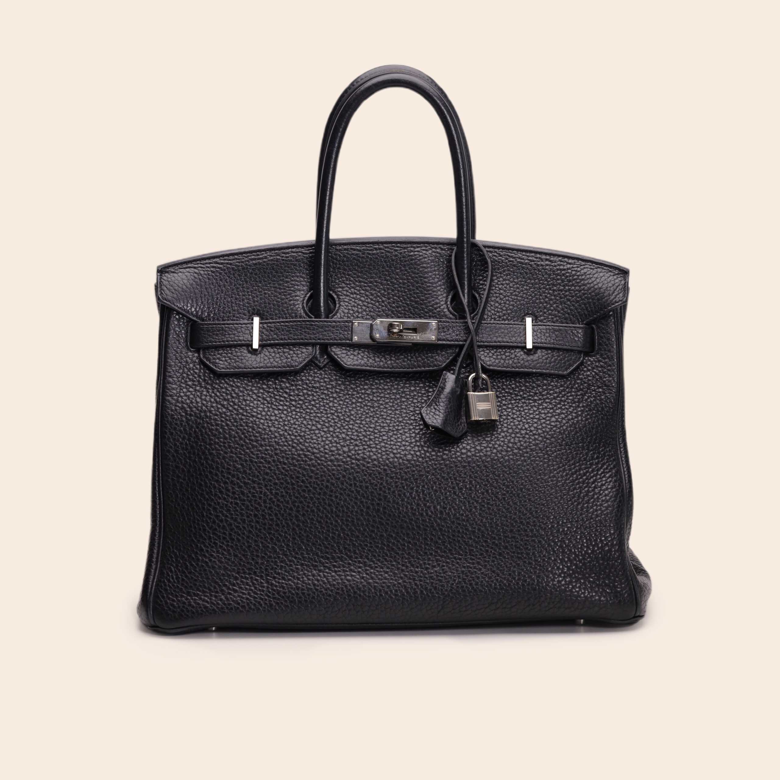 Birkin 35 Black Clemence PHW Qsquare