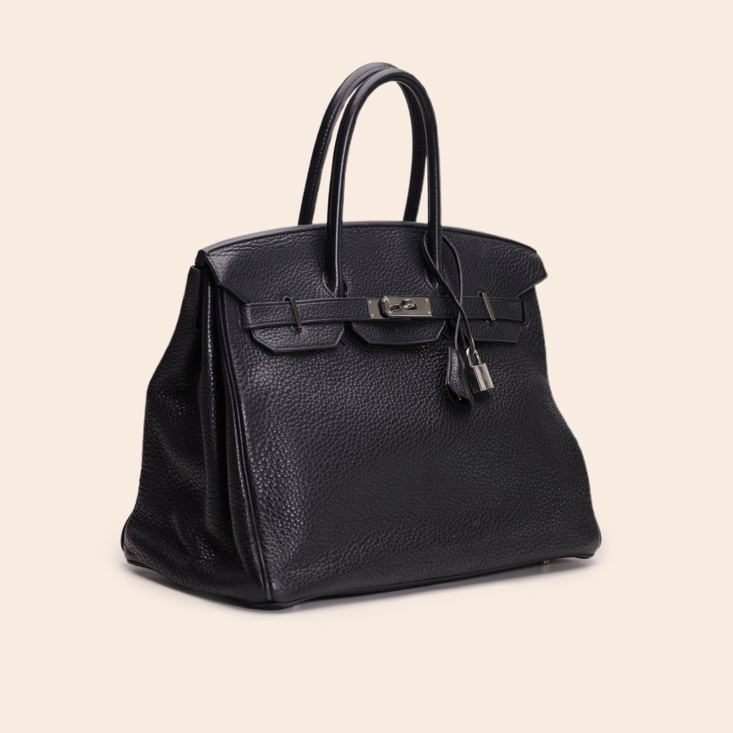 Birkin 35 Black Clemence PHW Qsquare - Image 2