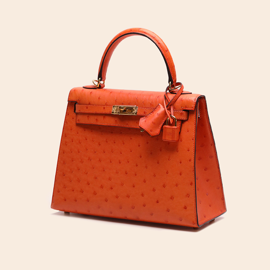 Kelly 25 Tangerine Ostrich GHW A - Image 2