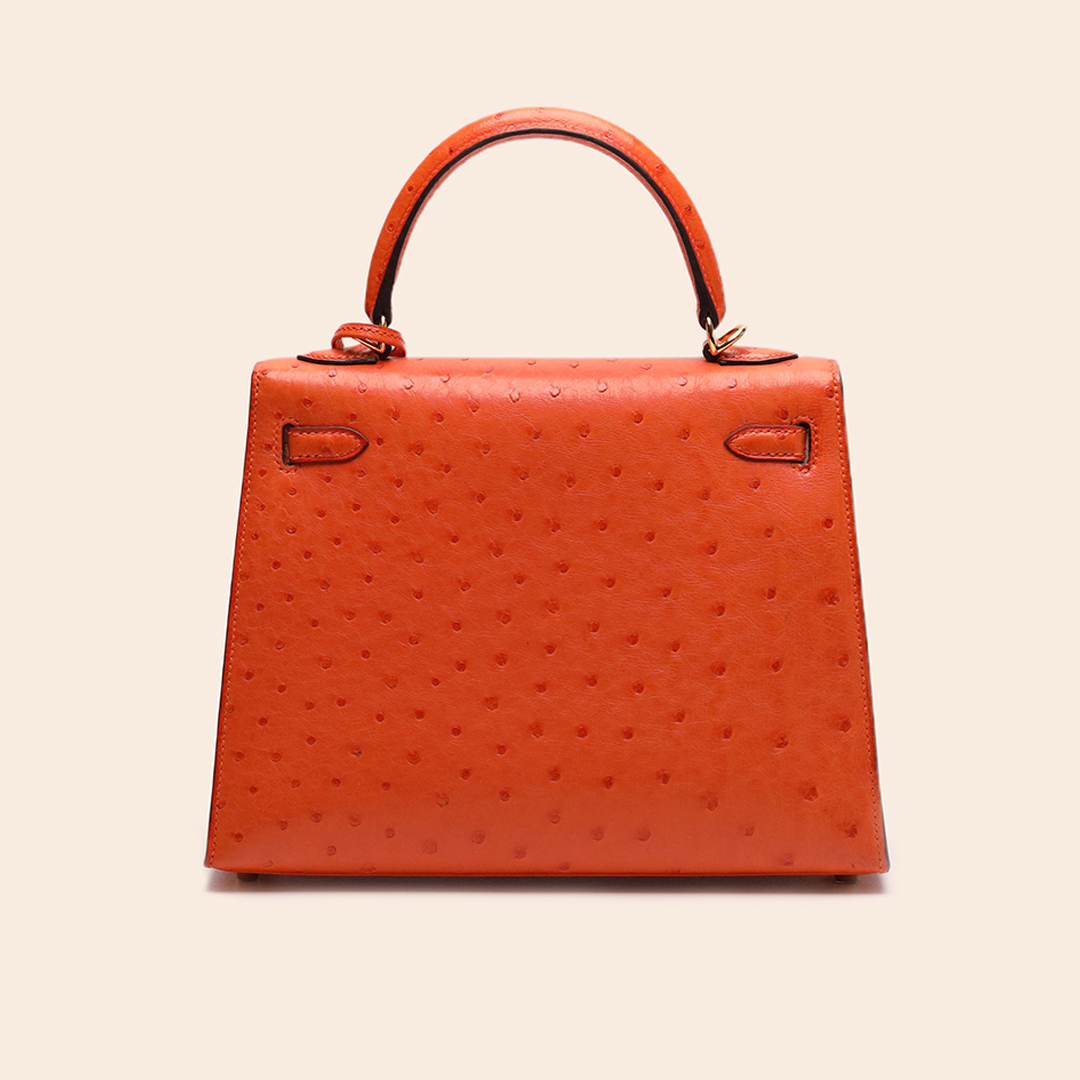 Kelly 25 Tangerine Ostrich GHW A - Image 3