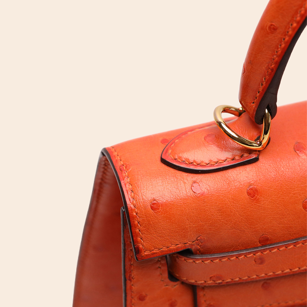 Kelly 25 Tangerine Ostrich GHW A - Image 7