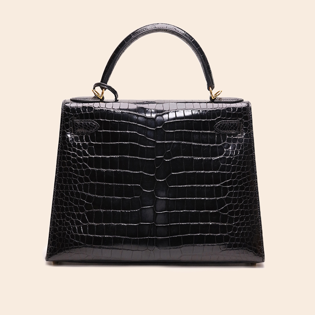 Kelly 28 Black Croco Porosus GHW A - Image 3