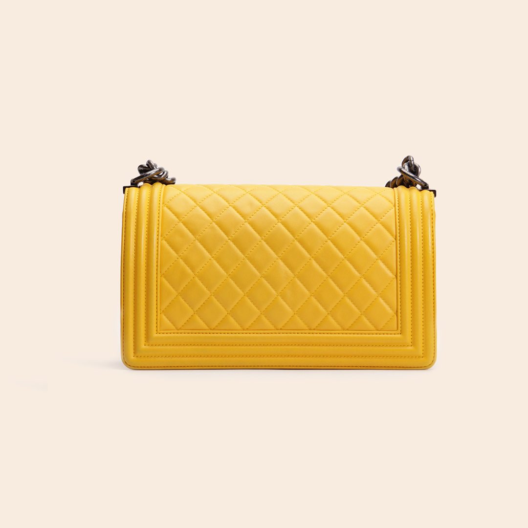 Chanel Boy Medium Yellow Lambskin RHW - Image 3