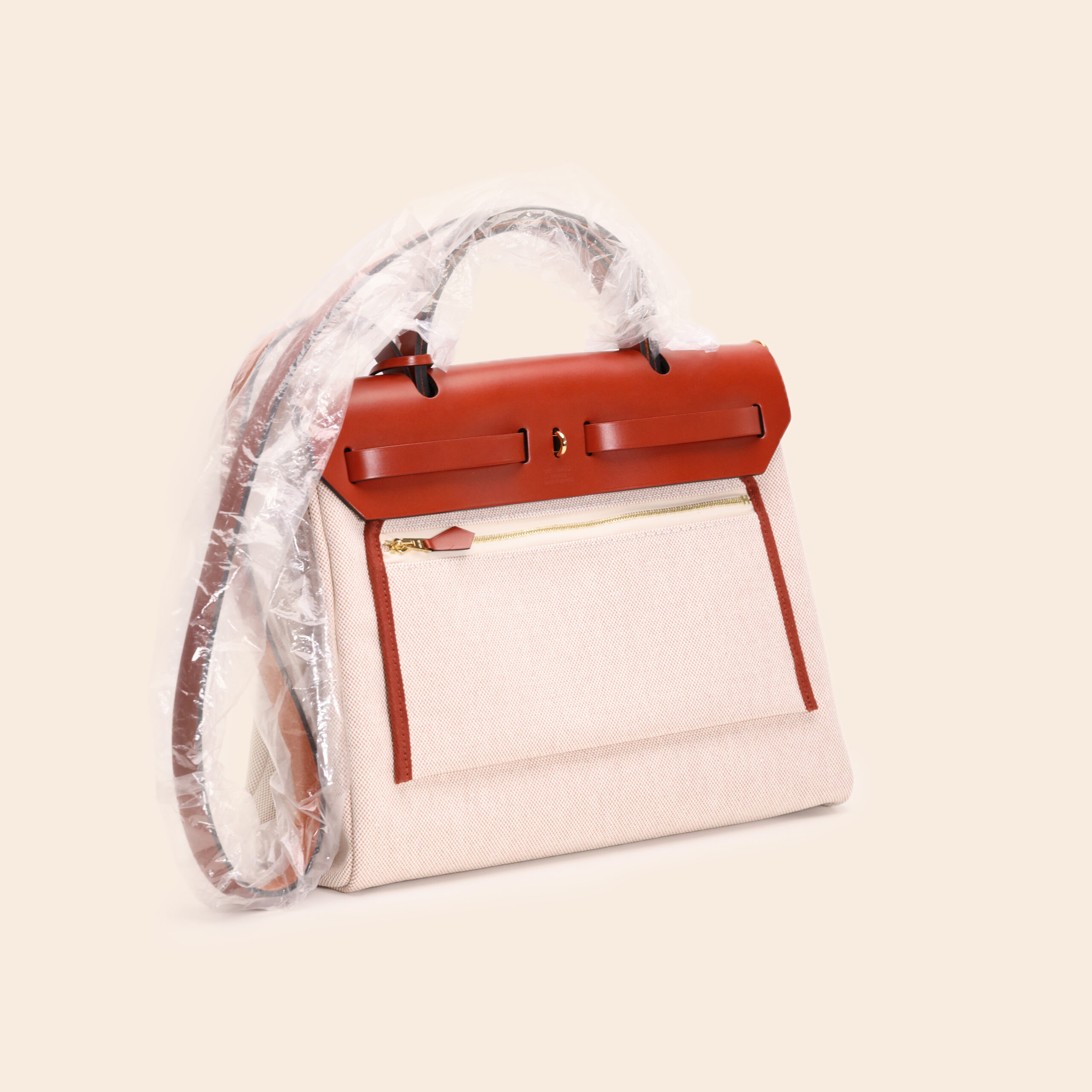 Her Bag 31 Cuivre Vache Hunter And Ecru Toile Brides GHW U - Image 3