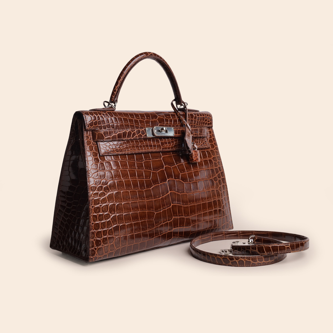 Kelly 32 Havane Porosus Shiny PHW OSquare - Image 2